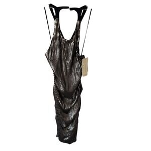 NWT Nicole Miller Artelier Sequin Dress – Gold & Black – Size S‎